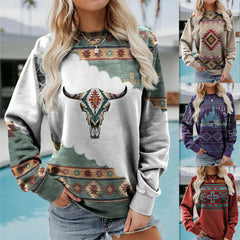 Vintage Western Style Women's Sweatshirt - Casual Pullover