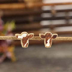 Retro Western Cattle Head Earrings