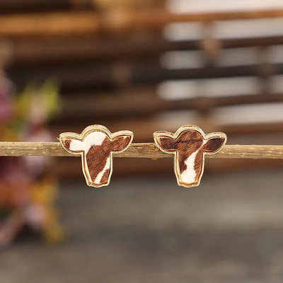 Retro Western Cattle Head Earrings