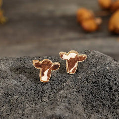 Retro Western Cattle Head Earrings