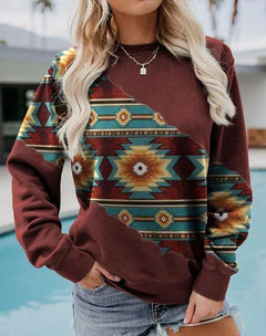 Vintage Western Style Women's Sweatshirt - Casual Pullover