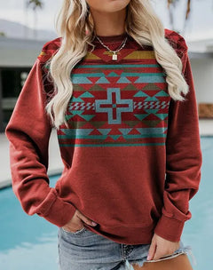Vintage Western Style Women's Sweatshirt - Casual Pullover