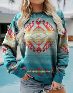 Vintage Western Style Women's Sweatshirt - Casual Pullover