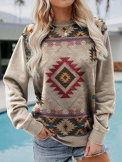Vintage Western Style Women's Sweatshirt - Casual Pullover